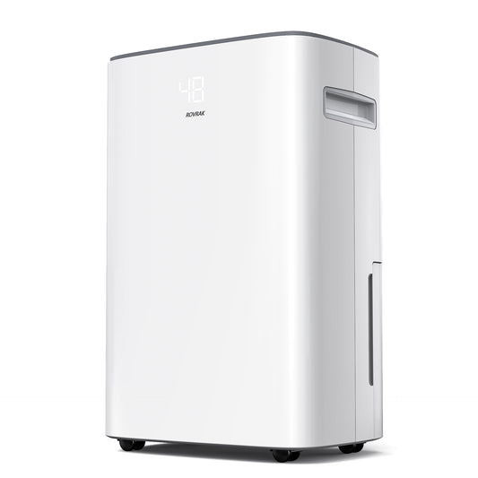 ROVRAK 50 Pint 3500 Sq. Ft. Dehumidifier 3 Modes Adjustable Household Dehumidifier, with Auto or Manual Drainage and 0.66 Gallon Water Tank Capacity for Living Room Wardrobe Garage