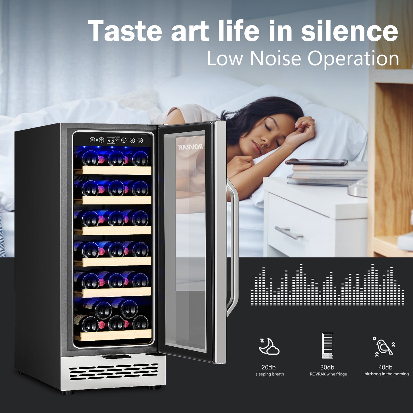 32 Bottles, 15 inch Built-in or Freestanding Wine Cooler Refrigerator