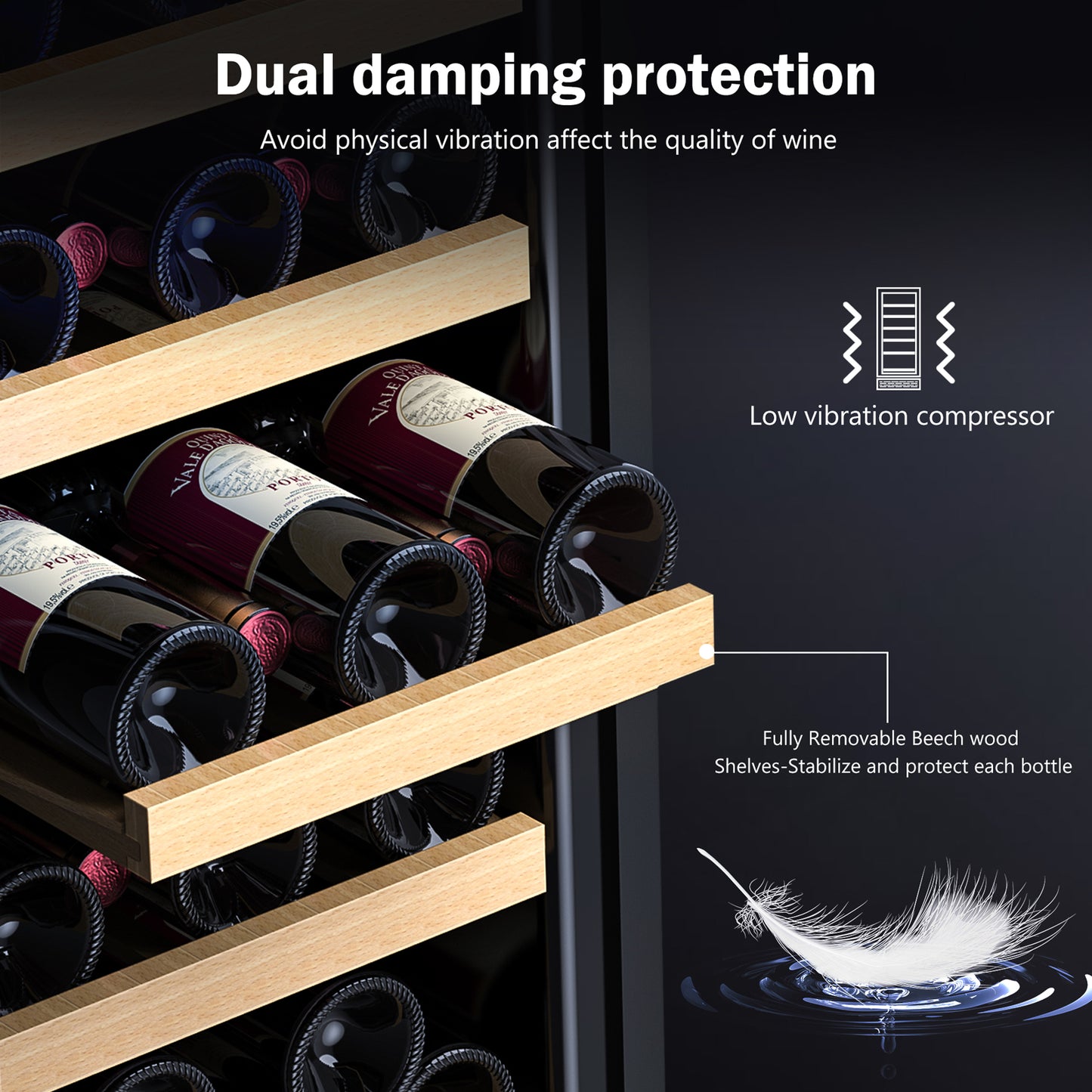 32 Bottles, 15 inch Built-in or Freestanding Wine Cooler Refrigerator