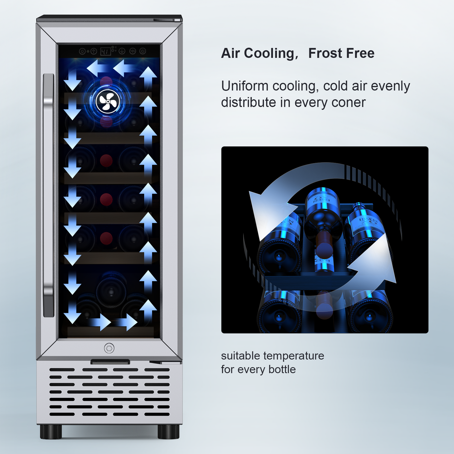 18 Bottle, 12 inch Built-in or Freestanding Wine Cooler Refrigerator