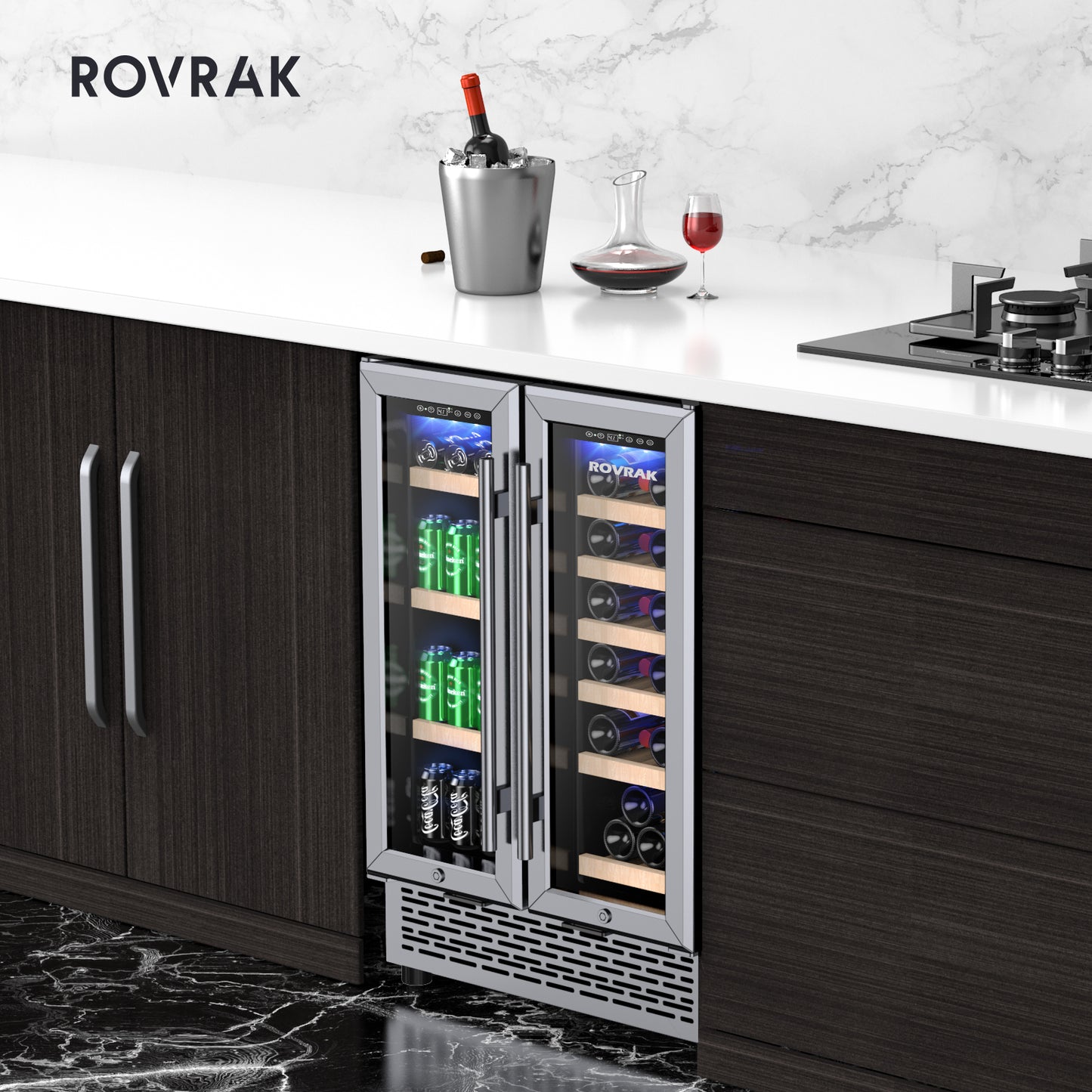 Dual Zone 2-in-1, 24 inch Beverage and Wine Refrigerator